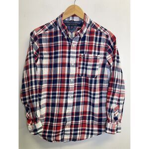 Tommy Hilfiger Boys Long Sleeve Plaid Button-Up Shirt‎ Size L Red White Blue